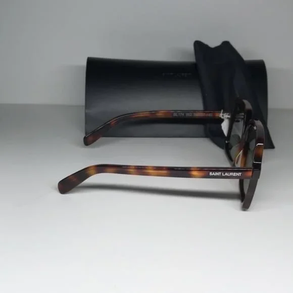 New Authentic Tortoise Square Sunglasses with Black Case SL 174 002 - Picture 6 of 11